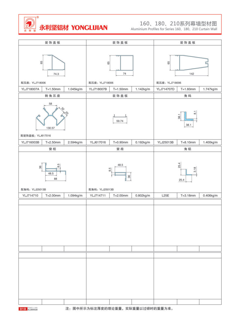 160、180、210系列明框幕墙